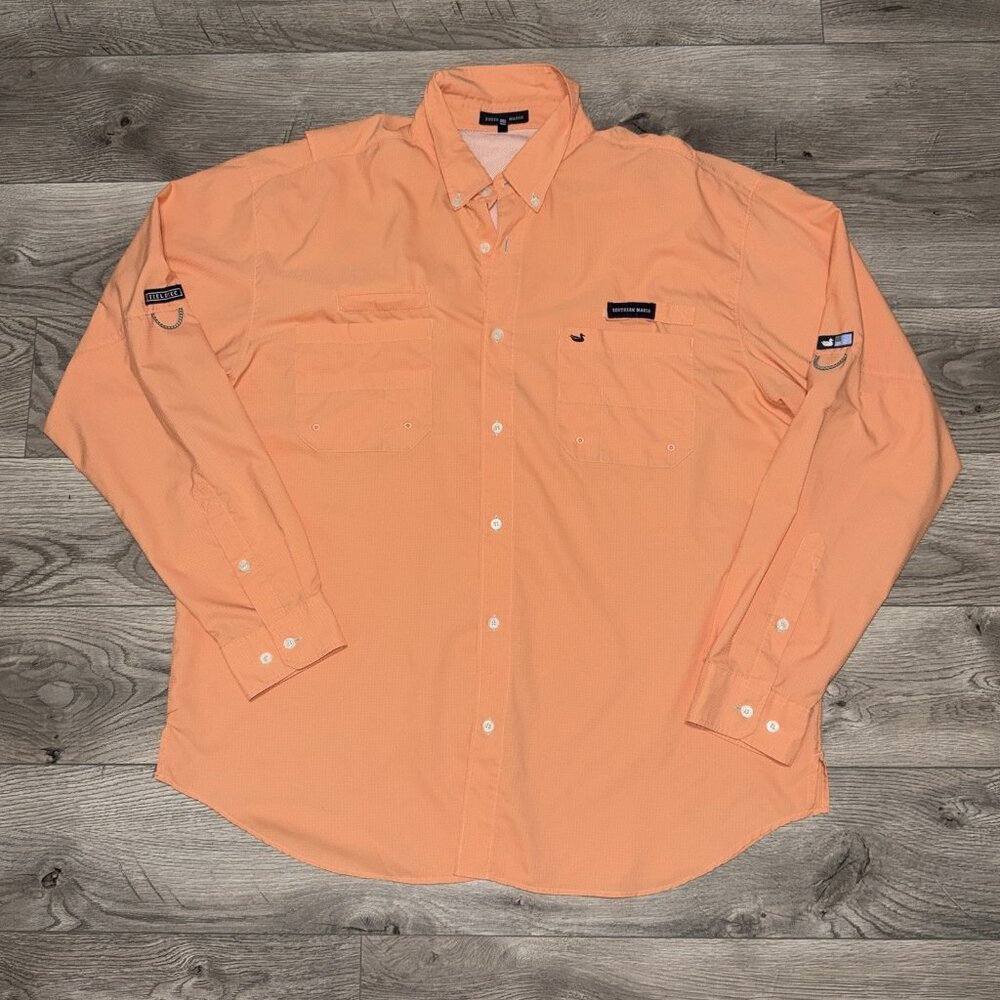 Southern Marsh Shirt Mens XL Orange Long Sleeve Vented‎ Performance Fish Outdoor